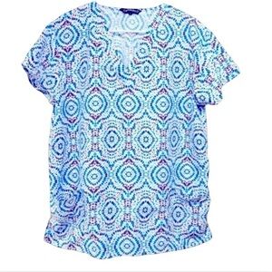 Cassandra O Women's Scrub Top Red White Blue Large